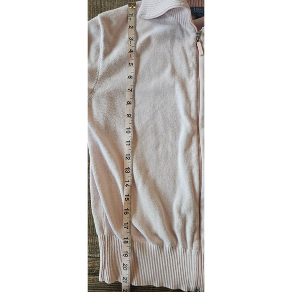 Vintage 90s Escada Cardigan Womens Medium Pink Full Zip Cotton Sweater Jacket - Picture 6 of 6